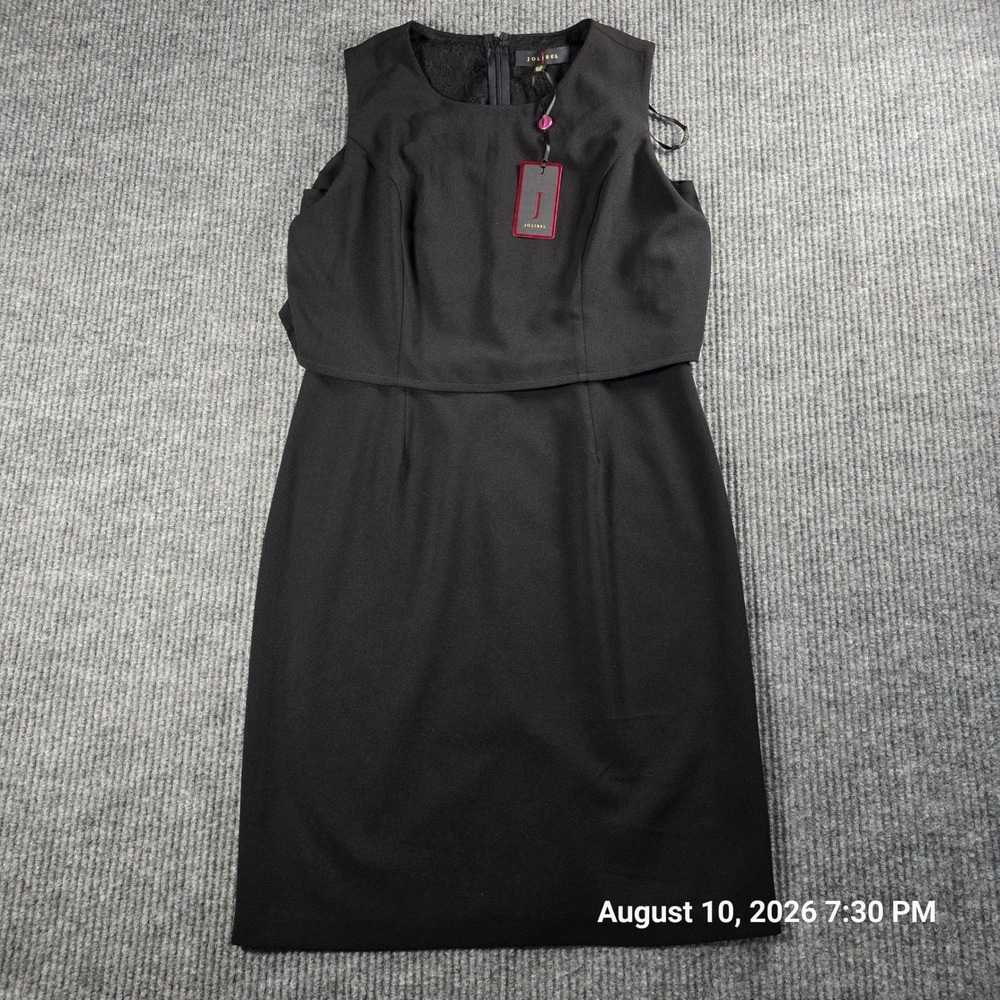 Jolibel Montreal Black Sleeveless Popover Lace Back Sheath Dress Size 8 NWT